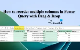 Power Query で複数の列をドラッグ アンド ドロップで並べ替える方法