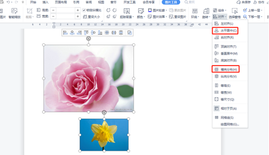 wps文档中两张图片怎么并排