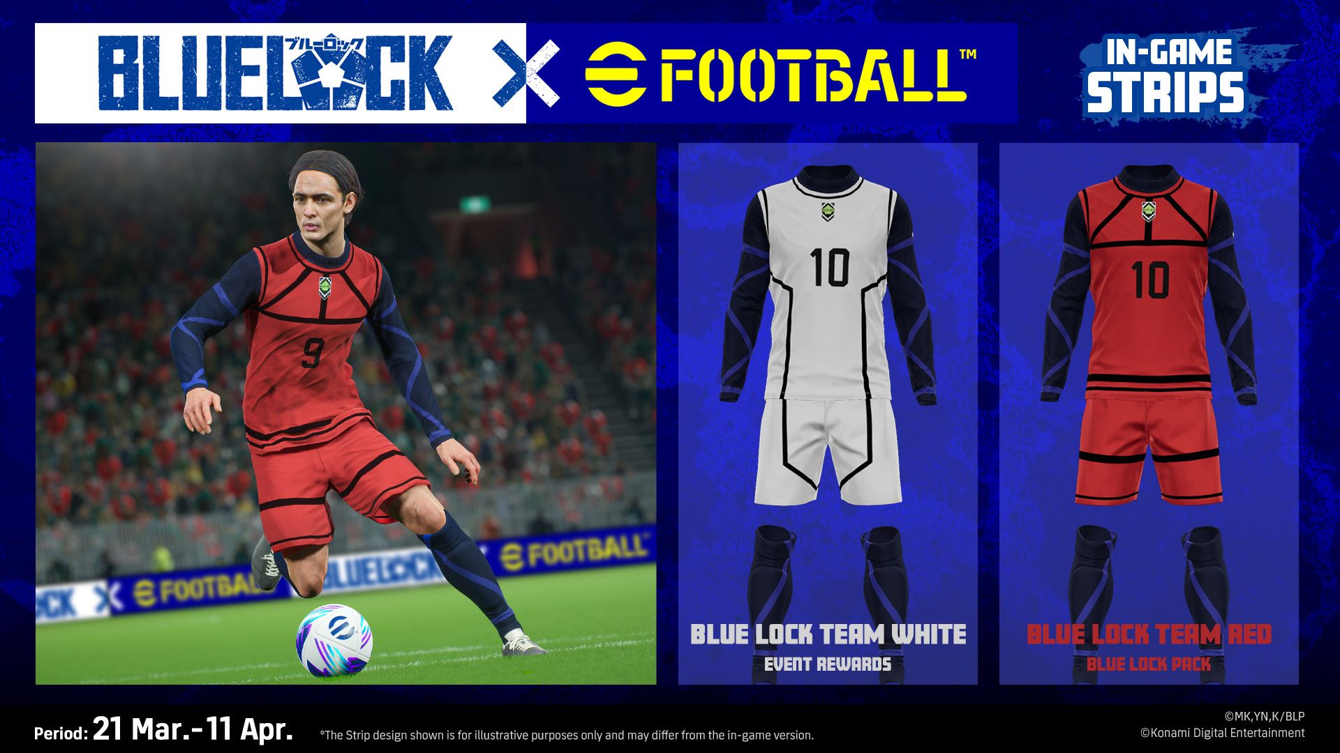 KONAMI足球游戏《eFootball》与动画名作《蓝色监狱》合作