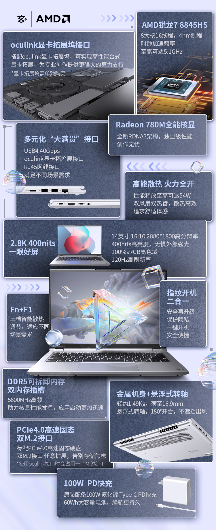 玄派玄意星星耀 2024 锐龙版笔记本发布：R7-8845HS、Oculink 显卡扩展，4199 元起
