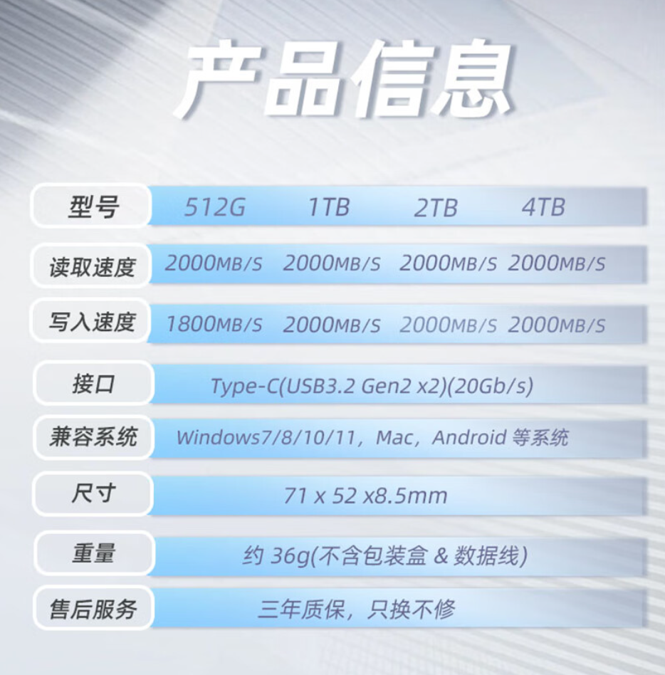 达墨 ZP01 移动固态硬盘发售：2000MB/s，335-769 元