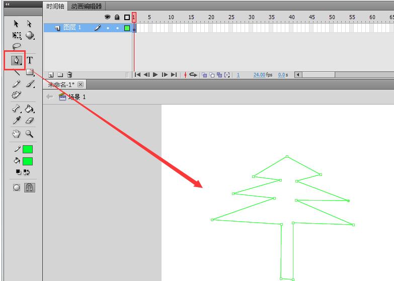 Flash快速绘制一排松树的教程