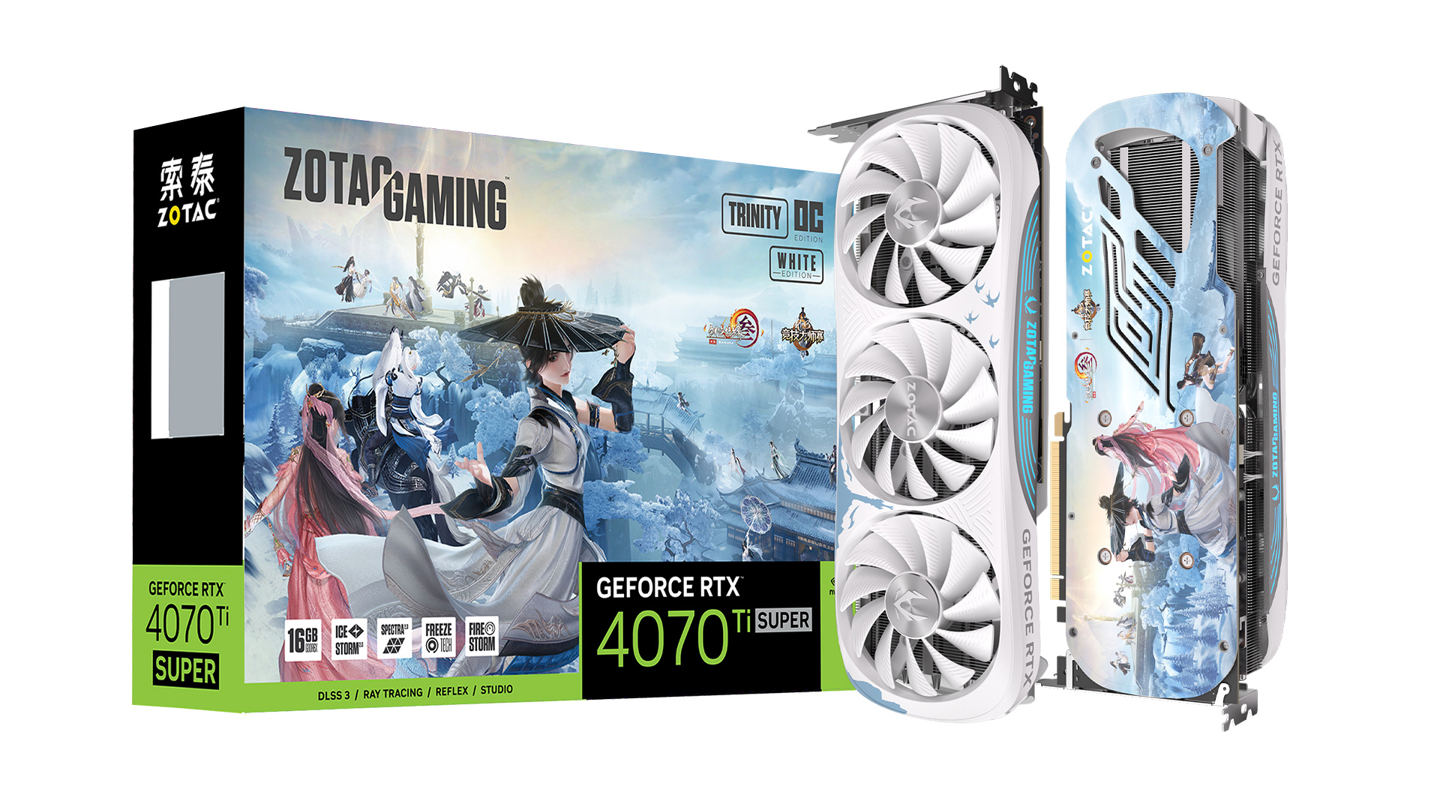 索泰推出《剑网 3》竞技大师赛联名定制版显卡，基于 RTX 4070 Ti SUPER 月白显卡打造