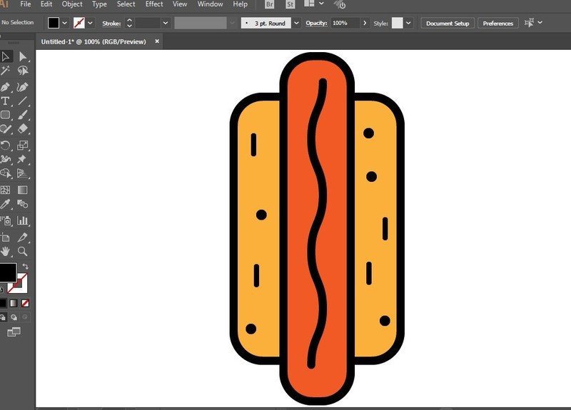 How to draw ham bread icon with AI