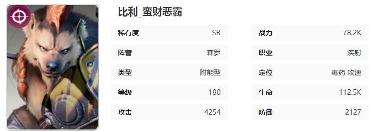 《星际52区》比利角色技能属性介绍
