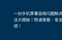 一加手机屏幕变暗问题解决方法大揭秘！快速修复，省去麻烦！