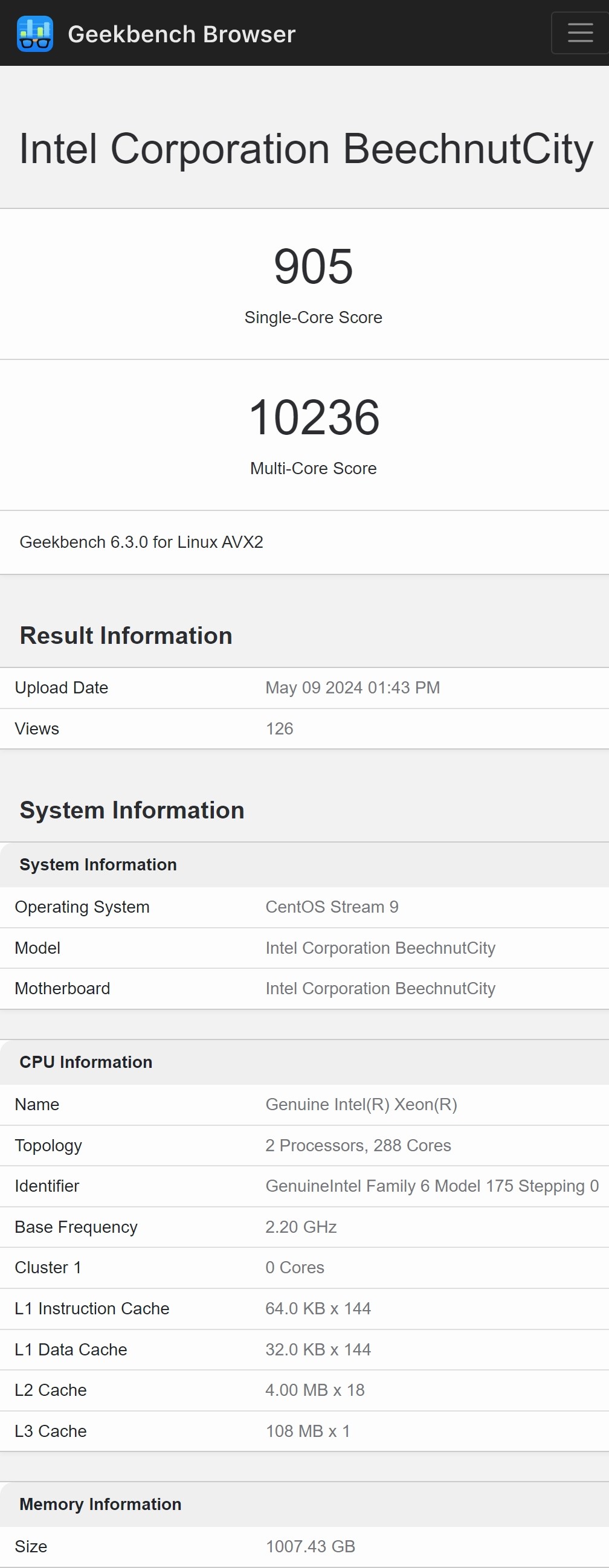 144 核 180MB 缓存，英特尔 Sierra Forest 处理器再次现身测试数据库