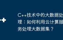 C++技术中的大数据处理：如何利用云计算服务处理大数据集？