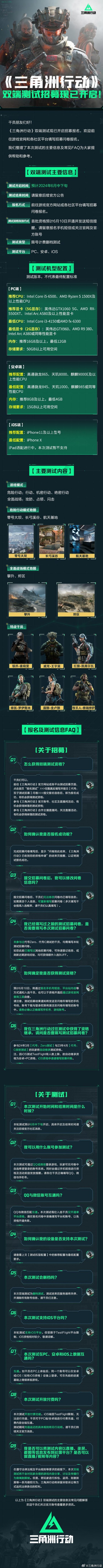 《三角洲行动》代号双子测试定档6月20日，PC端首次开放极致画质