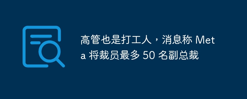 高管也是打工人，消息称 meta 将裁员最多 50 名副总裁