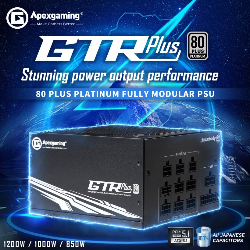 ATX3.1 白金牌，艾湃电竞 Apexgaming 推出 GTR Plus 系列电源