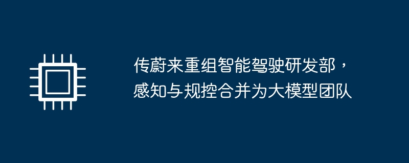 传蔚来重组智能驾驶研发部，感知与规控合并为大模型团队