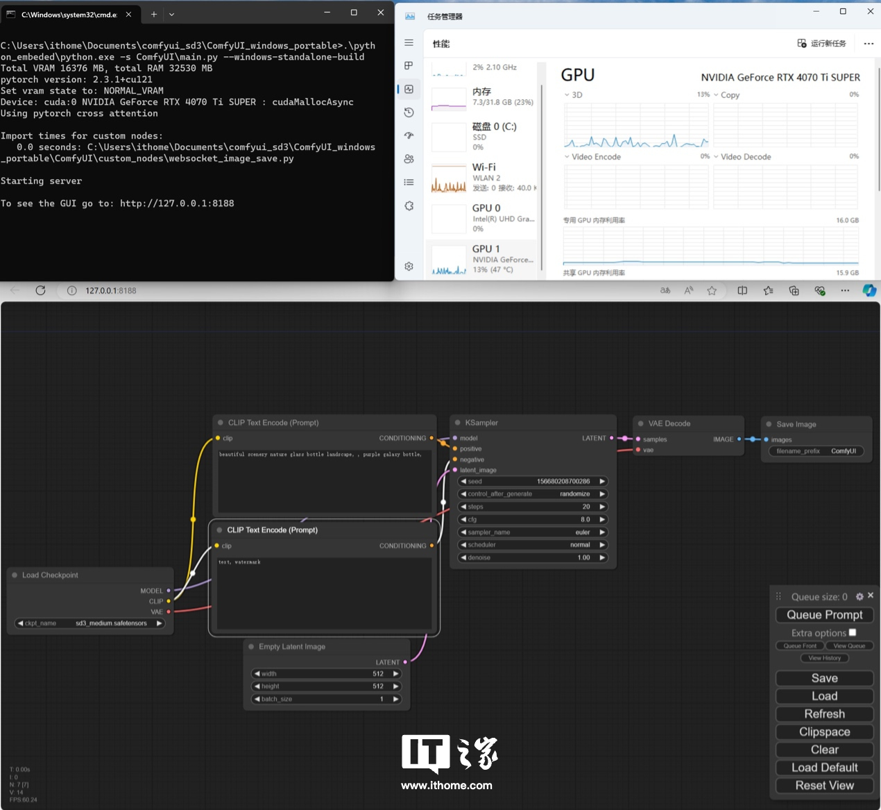 Stable Diffusion 3 搭建教程及官方实例演示，影驰 GeForce RTX 4070 Ti SUPER 星曜 OC 瞬间跑满