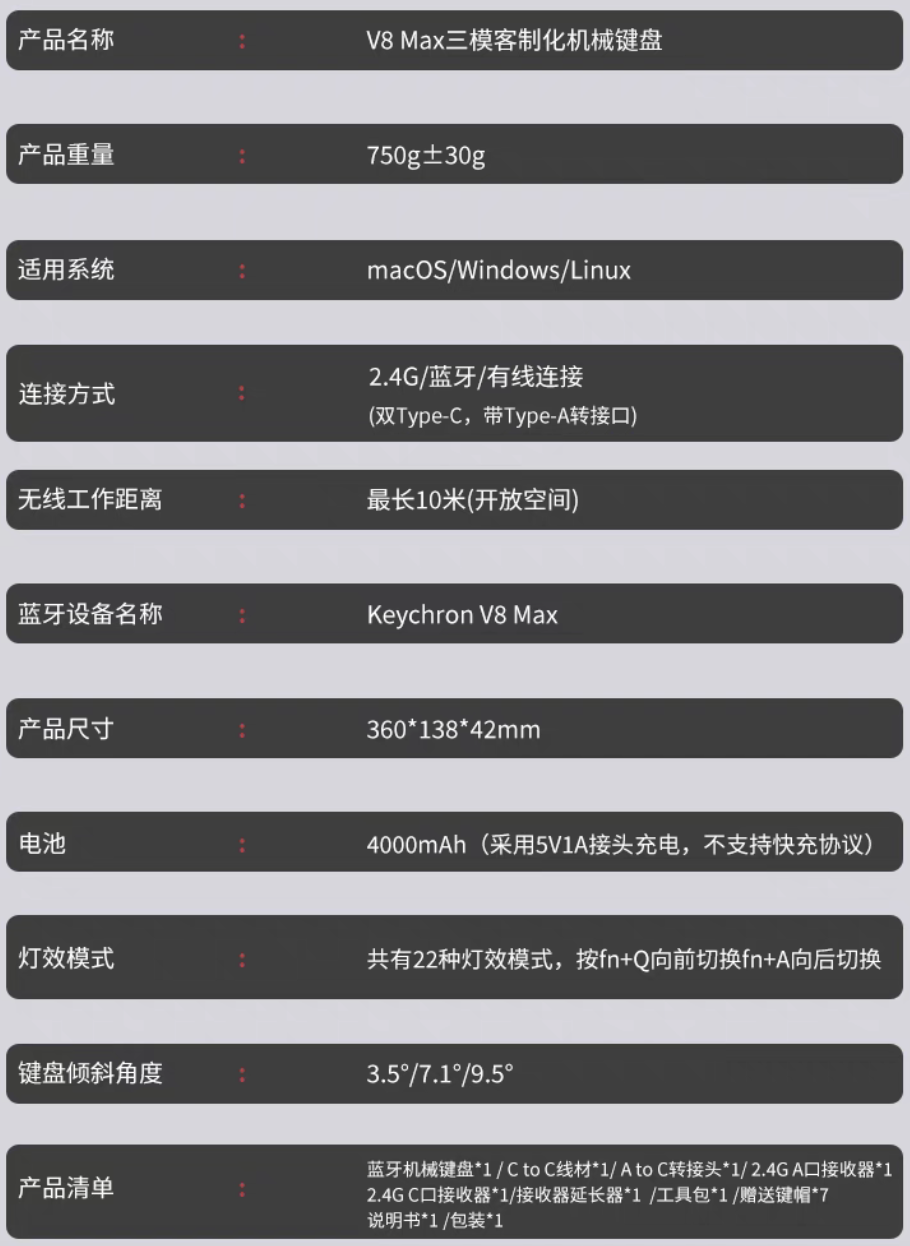 Keychron V8 Max 三模机械键盘开售：65% Alice 配列、Gasket 结构，529 元起