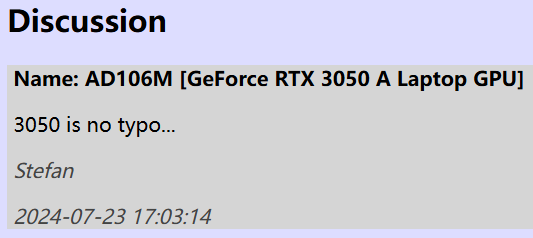 英伟达 RTX 3050 A 笔记本独显曝光，采用 RTX 40 系同款架构 AD106 GPU