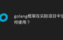 golang框架在实际项目中该如何使用？