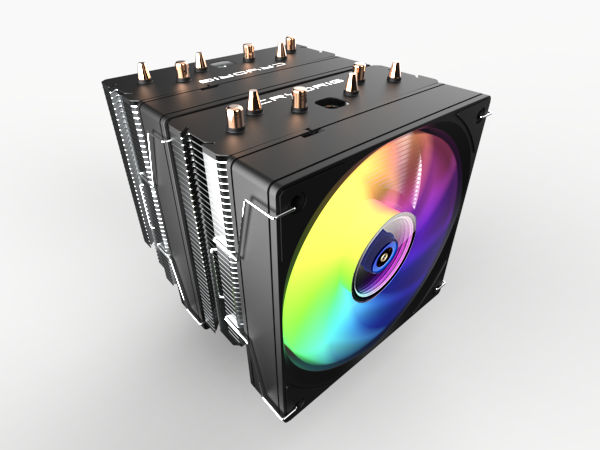 260W 标称解热能力，快睿推出 CR601 双塔 6 热管直触风冷散热器