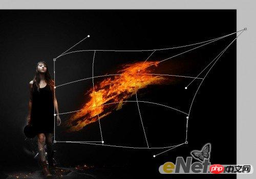 Photoshop为美女图片打造出超酷的火焰壁纸效果