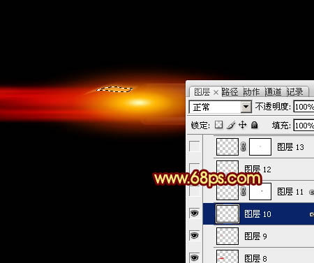 Photoshop制作高速飞行漂亮的逼真火焰弹头