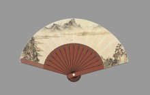 Photoshop绘制逼真的山水香木折扇效果图