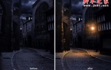Photoshop创建逼真的夜晚路灯效果