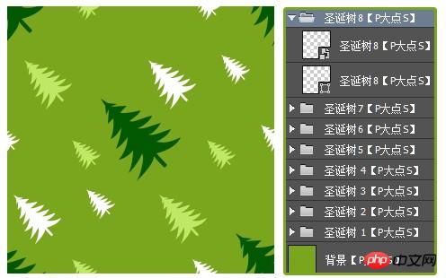 PS位移滤镜制作一张褶皱效果的圣诞树图案纸张