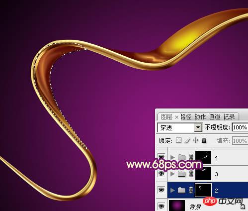 photoshop设计制作非常华丽的金色金属彩带心形