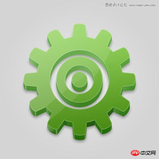 Photoshop使用形状工具制作立体齿轮图标