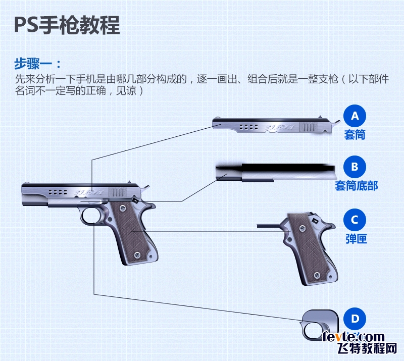 PS鼠绘逼真的手枪图标