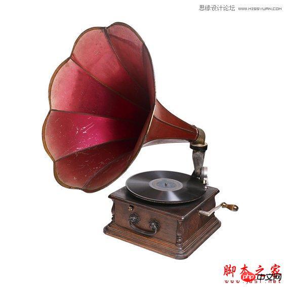 Photoshop设计制作留声机桌面黑白壁纸教程