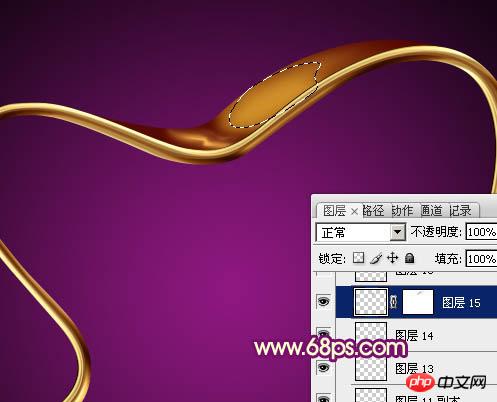 photoshop设计制作非常华丽的金色金属彩带心形
