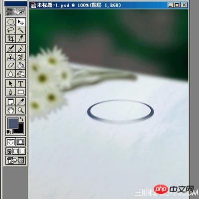 ps鼠绘透明杯子中燃烧的蓝色蜡烛