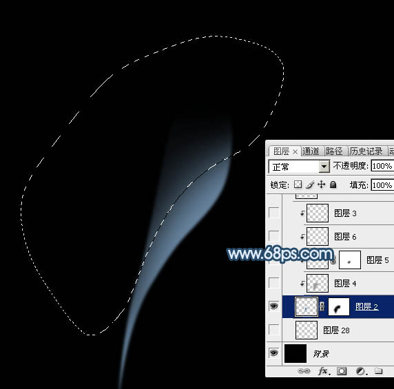 photoshop制作简单飘逸的青色烟雾