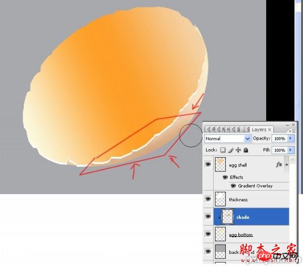 photoshop设计制作刚敲开的半边生鸡蛋
