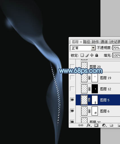 Photoshop设计制作一缕简单的蓝色烟雾