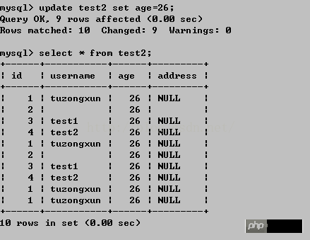 mysql常用基础操作语法（三）~~对数据的增删改操作【命令行模式】