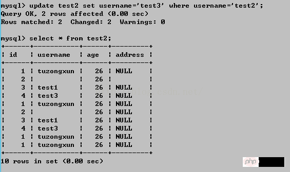 mysql常用基础操作语法（三）~~对数据的增删改操作【命令行模式】