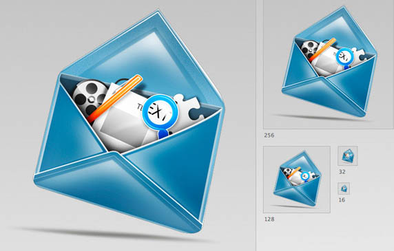 Photoshop 打造精致的蓝色邮件图标