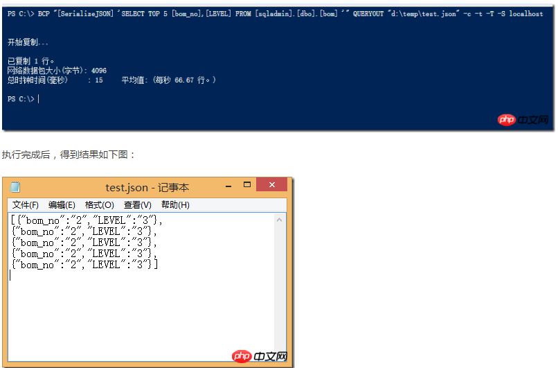 Exporter les données de SQL Server vers l'analyse de la méthode XML et Json