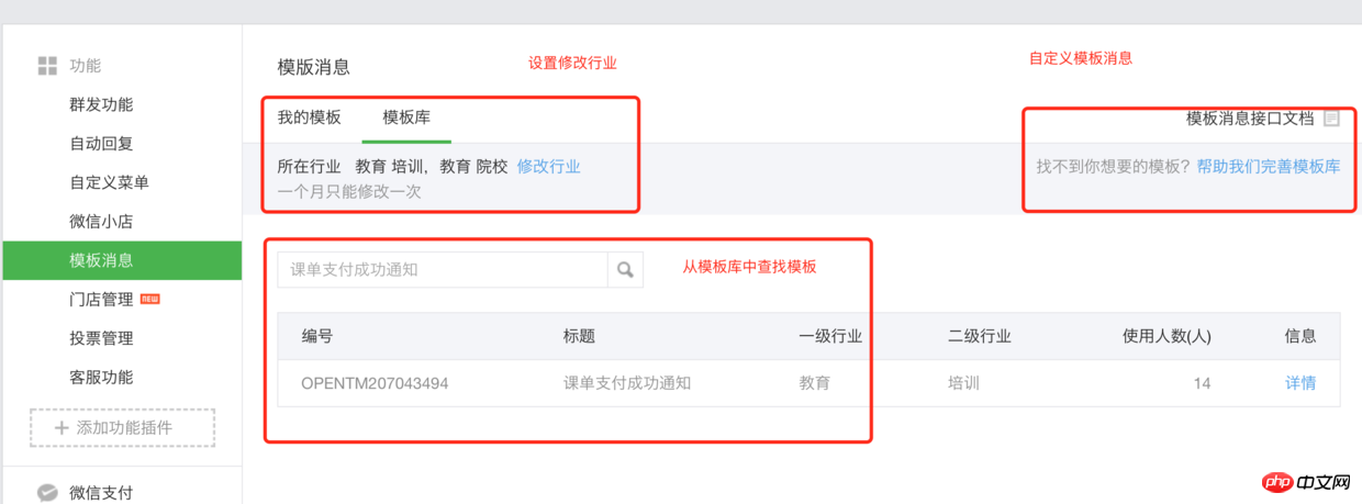 An example tutorial for sharing WeChat public account development template messages