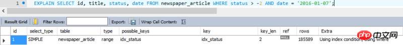 Partager un exemple de code d'optimisation d'index multi-colonnes MySQL