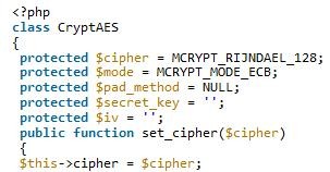 php實作AES加密類別定義與用法
