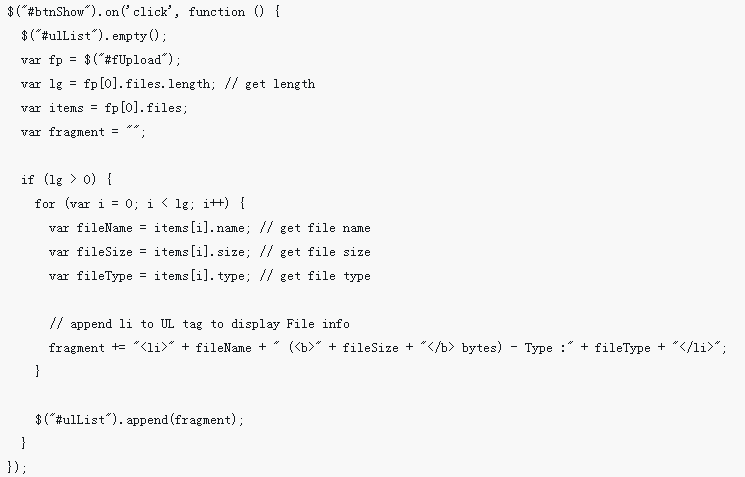 jquery ruft die Details der hochgeladenen Datei ab