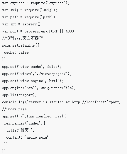 Nodejs front-end template engine swig usage tutorial