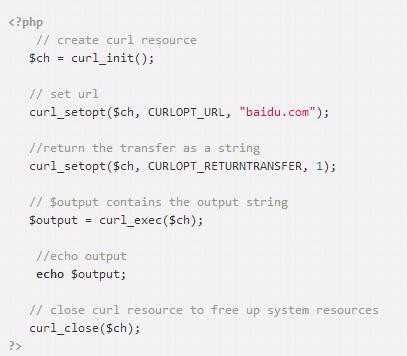 Summary of curl function definition and usage