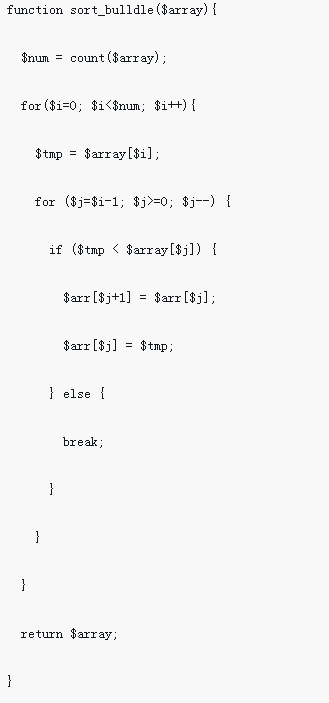 PHP常用排序算法实例详解