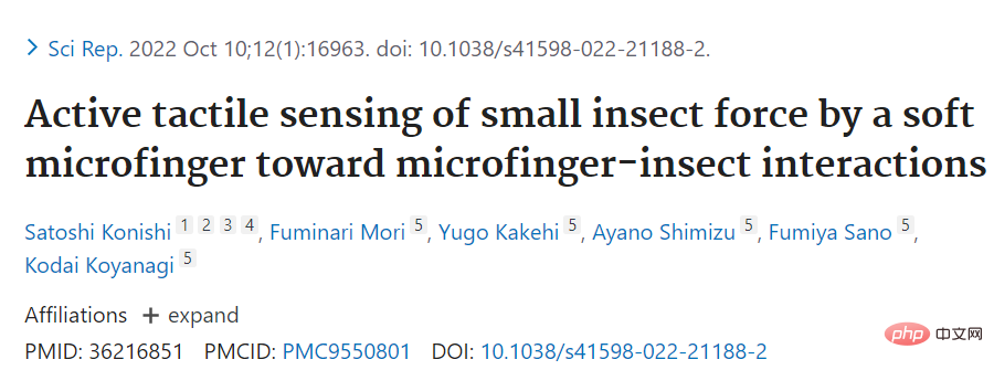 Des chercheurs japonais développent le plus petit doigt mécanique de lhistoire, capable de chatouiller les insectes et de sentir le contact de leur ventre.