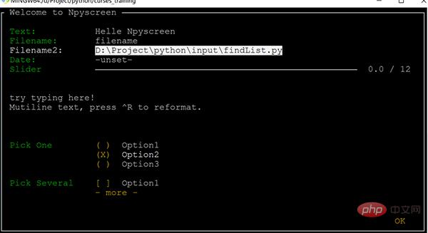 Framework GUI de terminal texte Python, tellement cool