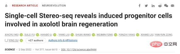 Science's big cover: Chinese team releases the world's first brain regeneration map!