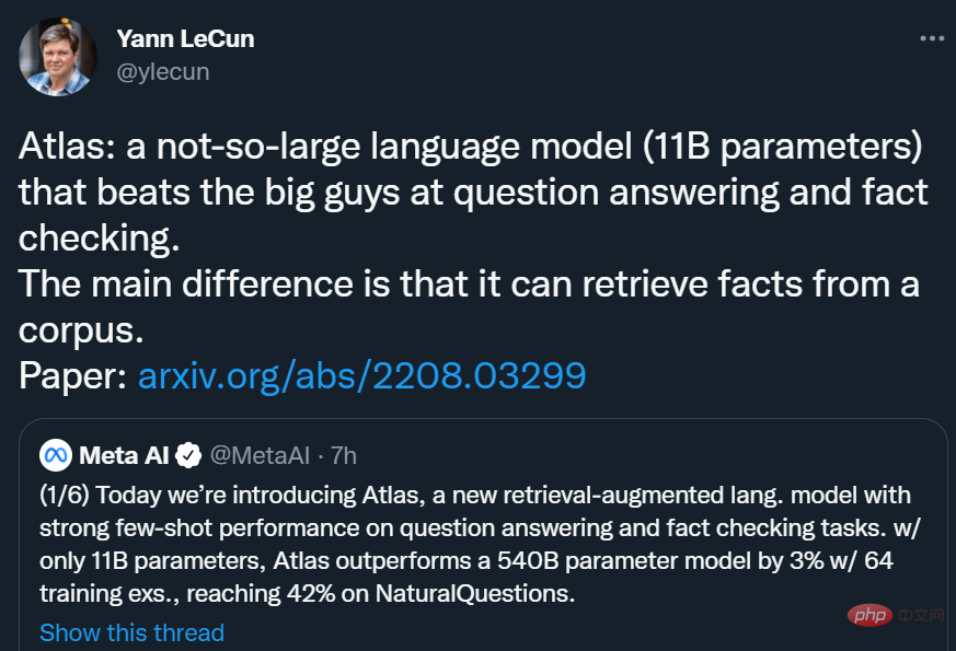 The number of parameters is 1/50, Meta releases 11 billion parameter model, defeating Google PaLM